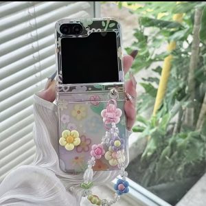 Flip floral transparent cover