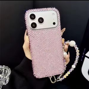 Luxury stone glitter iPhone cover with matching tassel